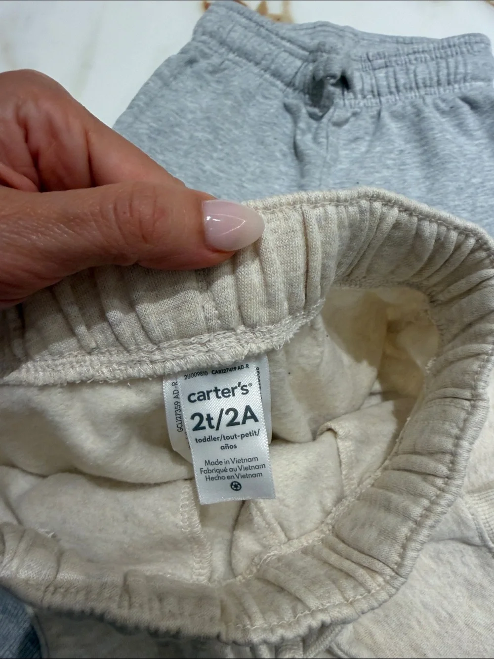 Carter’s Kids Neutral Jogger Pants - Gray & Cream